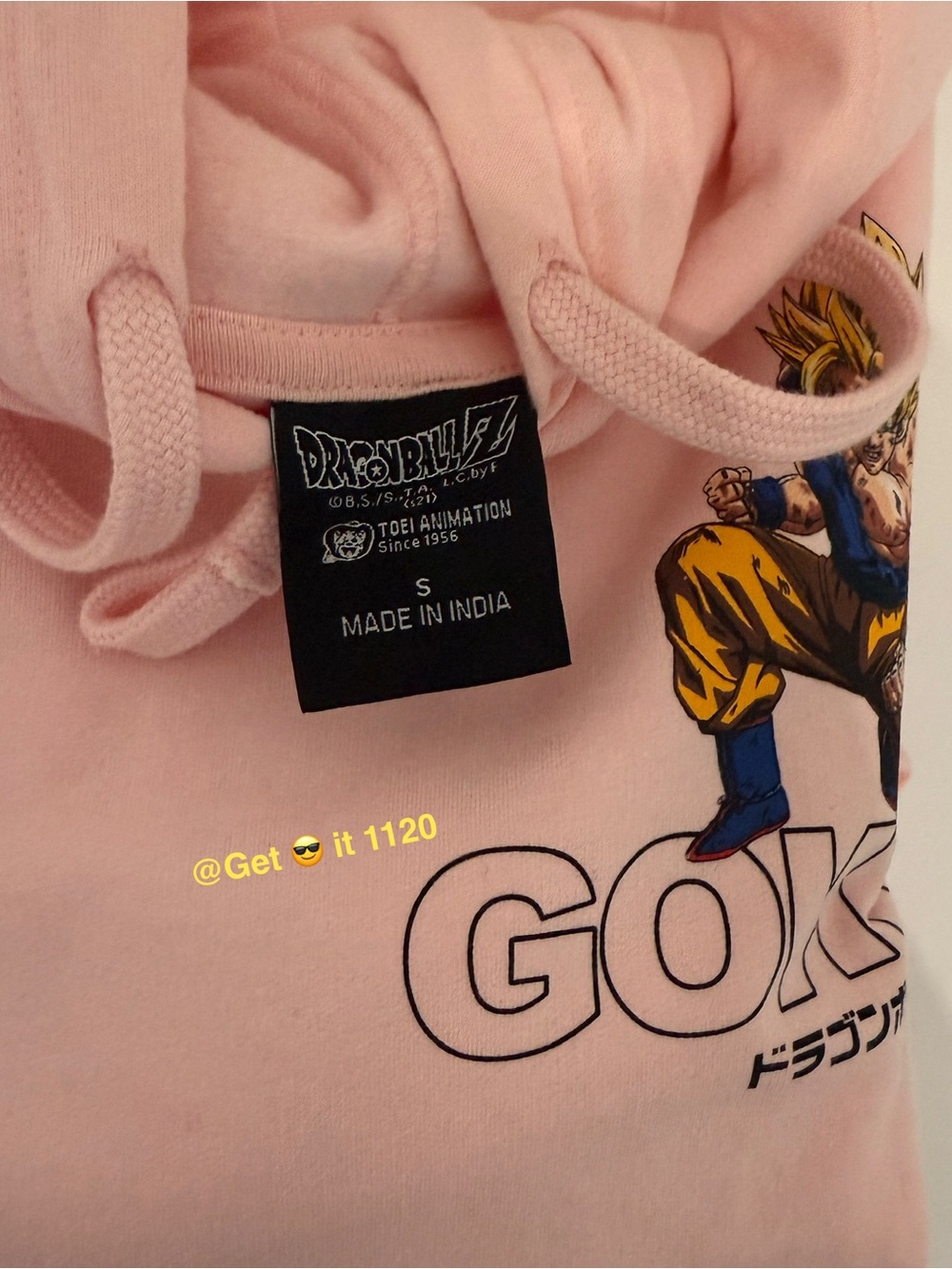 Dragon Ball Z Adult Hoodie Sweater Light Pink Size S - Picture 5 of 5